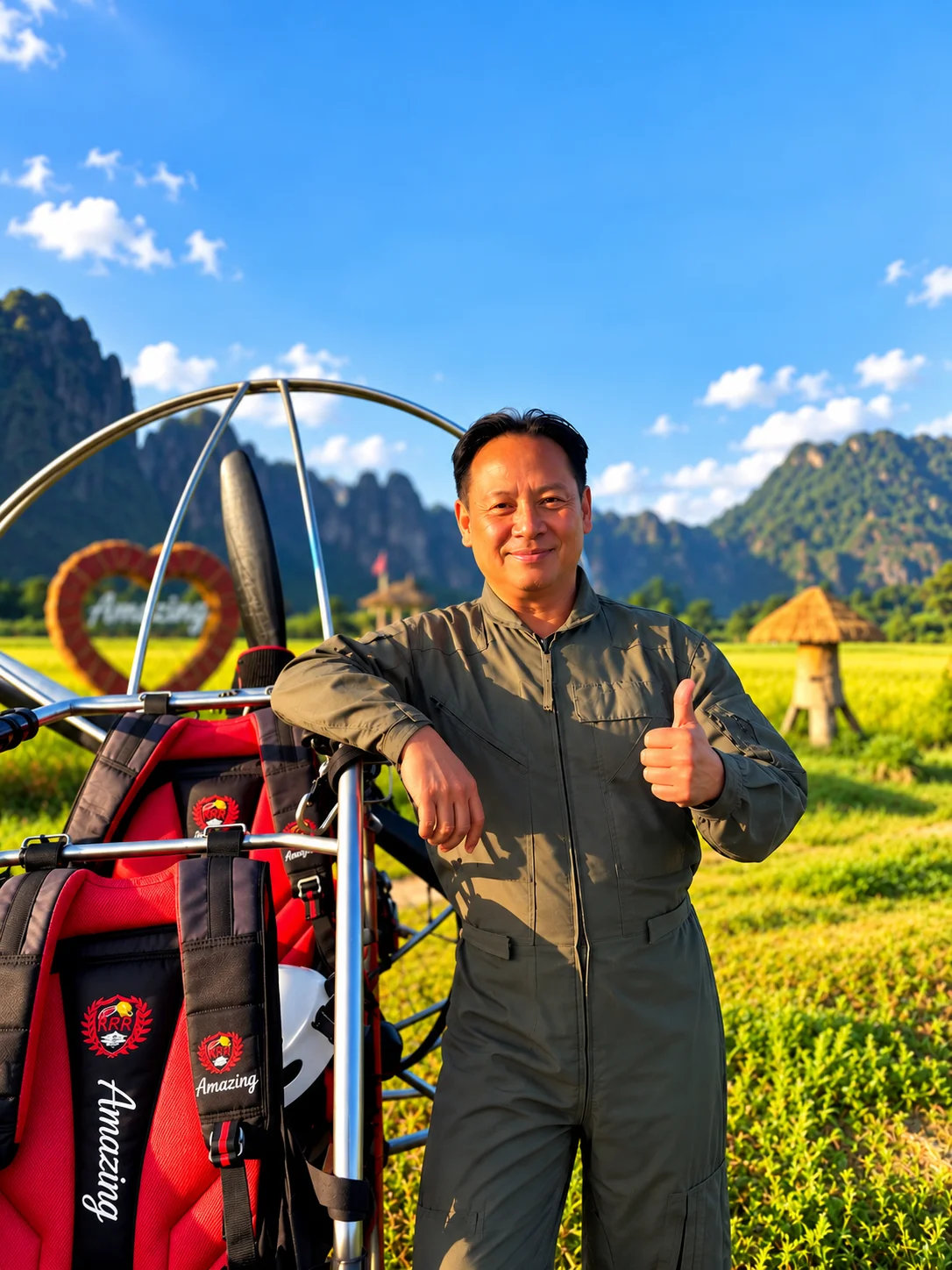 Chief Pilot Jo, experienced Vang Vieng paramotor pilot
