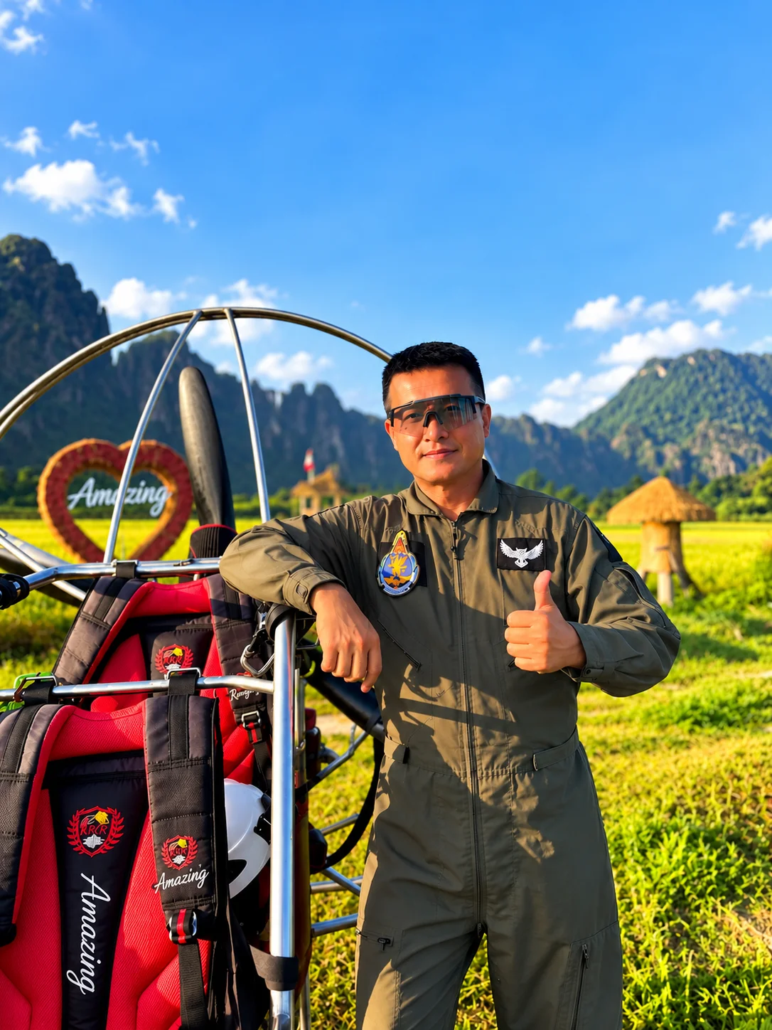 Pilot Eddie, Adventure Ticket Vang Vieng paramotor pilot